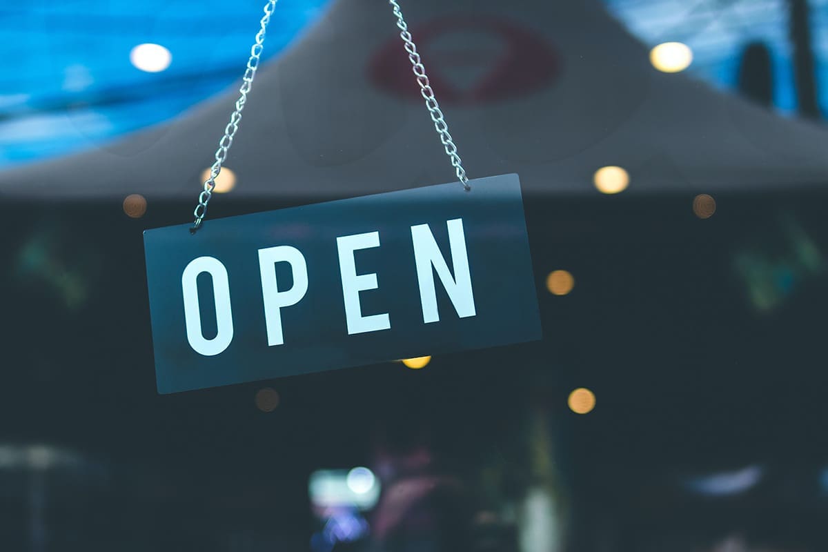 Open sign at a Houston business