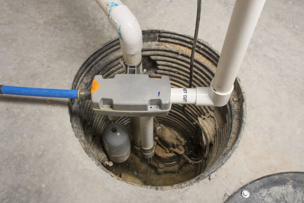 A sump pump installed in a home with a water powered backup system